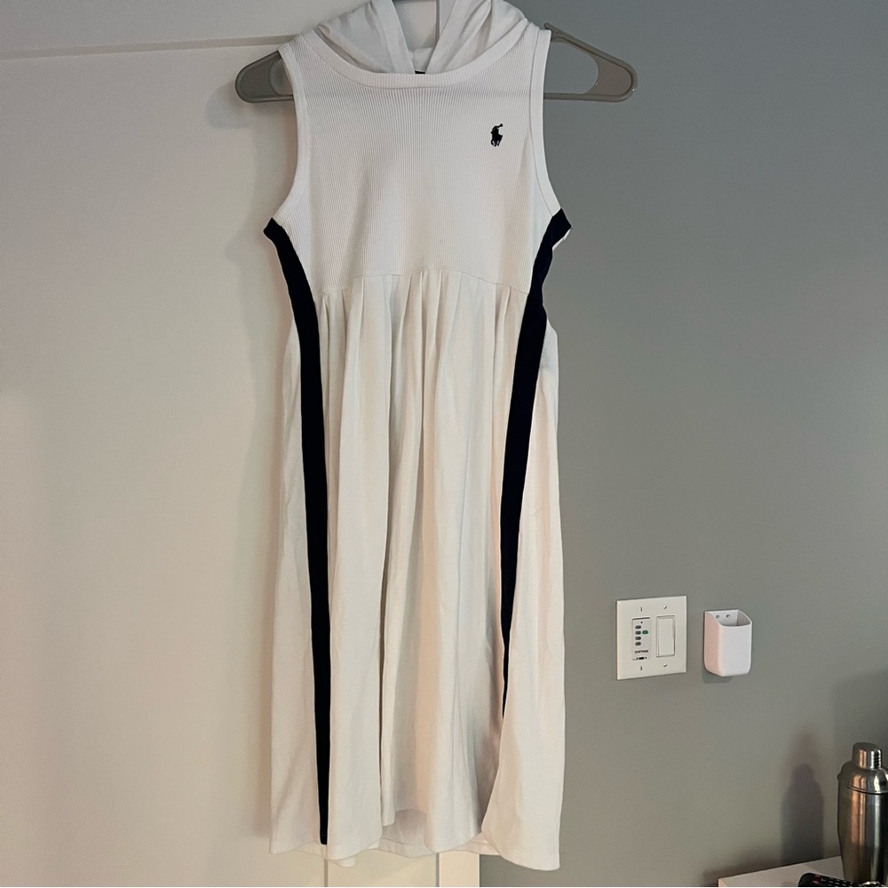 Ralph Lauren White Midi Dress with Black Stripes